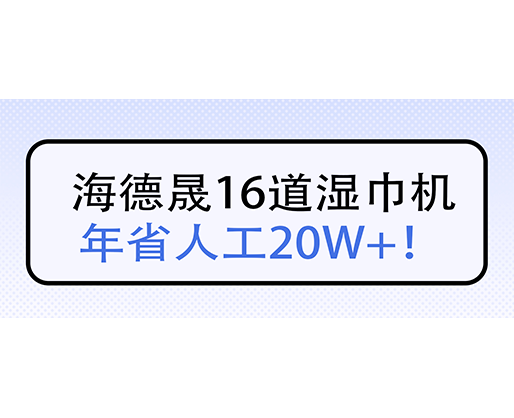 海德晟16道濕巾機(jī)，年省人工20W+